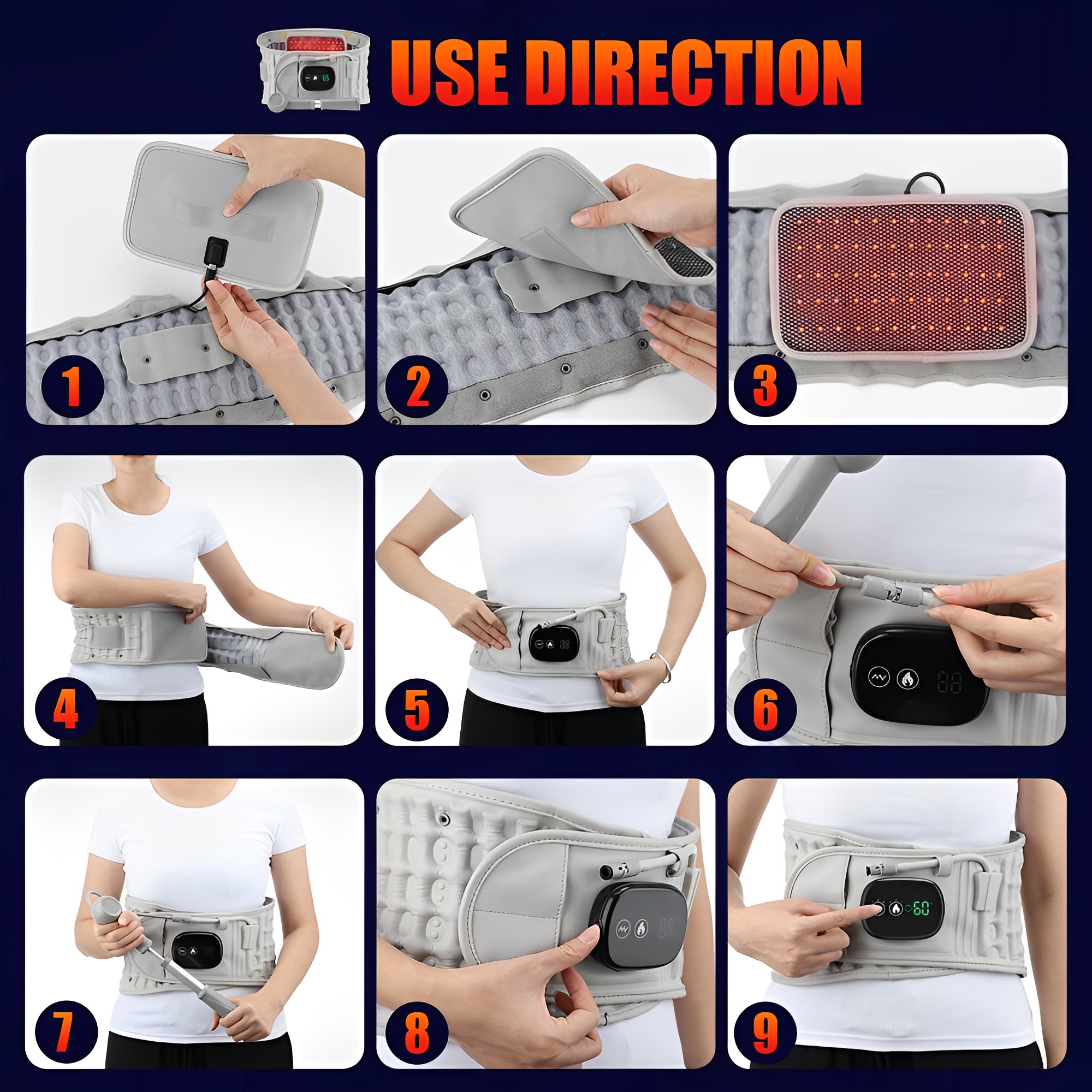 Đai Hơi Kéo Giãn Cột Sống - Xoá Bỏ Đau Thắt Lưng, Hạn Chề Quá Trình Thoát Vị Đĩa Đệm, Chất Liệu PU Cao Cấp, An Toàn, Thích Hợp Mọi Lứa Tuổi