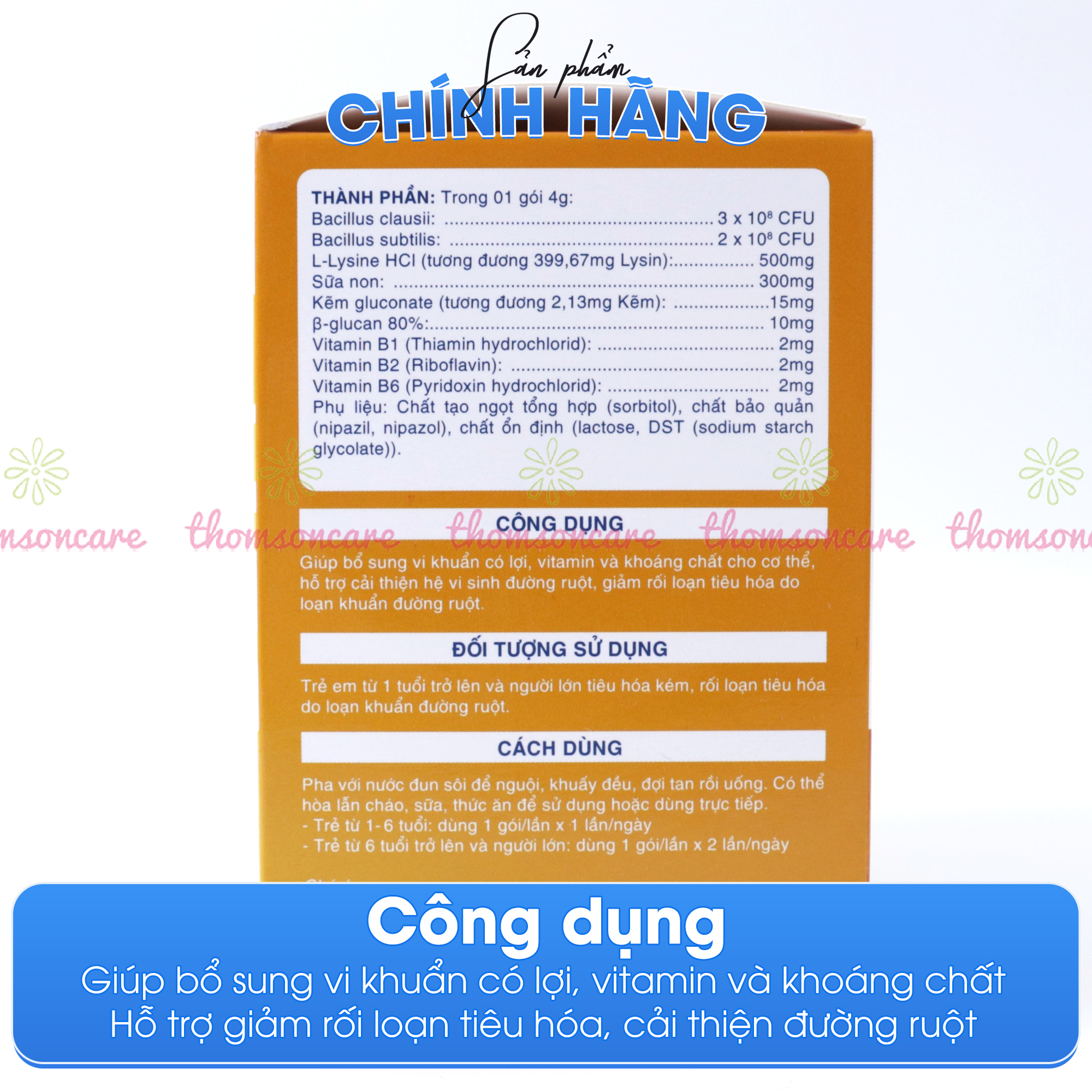 Men tiêu hóa Lactokid Gold Hộp 30 gói- Sanofia France- giúp bé ăn ngon miệng ,bổ sung lợi khuẩn, kẽm và vitamin- Thomsoncare