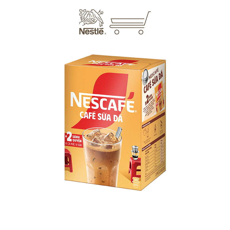 [Tặng Bộ 4 ly thủy tinh Nescafe] Combo 4 Hộp Cà Phê Sữa NESCAFE - Hộp 10 gói