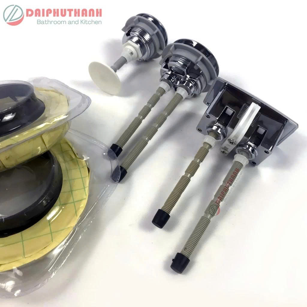 Phụ kiện Lắp Đặt Thay Thế Bồn Cầu - Ron (gioăng) cao su chống hôi, nút nhấn xả nước bồn cầu