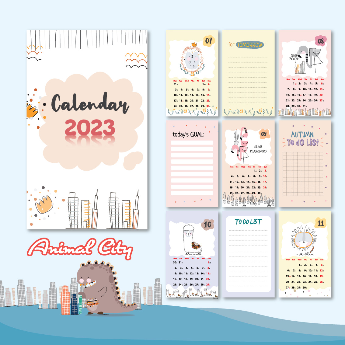 (Thanh lý) Lịch để bàn 2023 dễ thương - Có lịch Âm và Note - Tặng kèm stickers