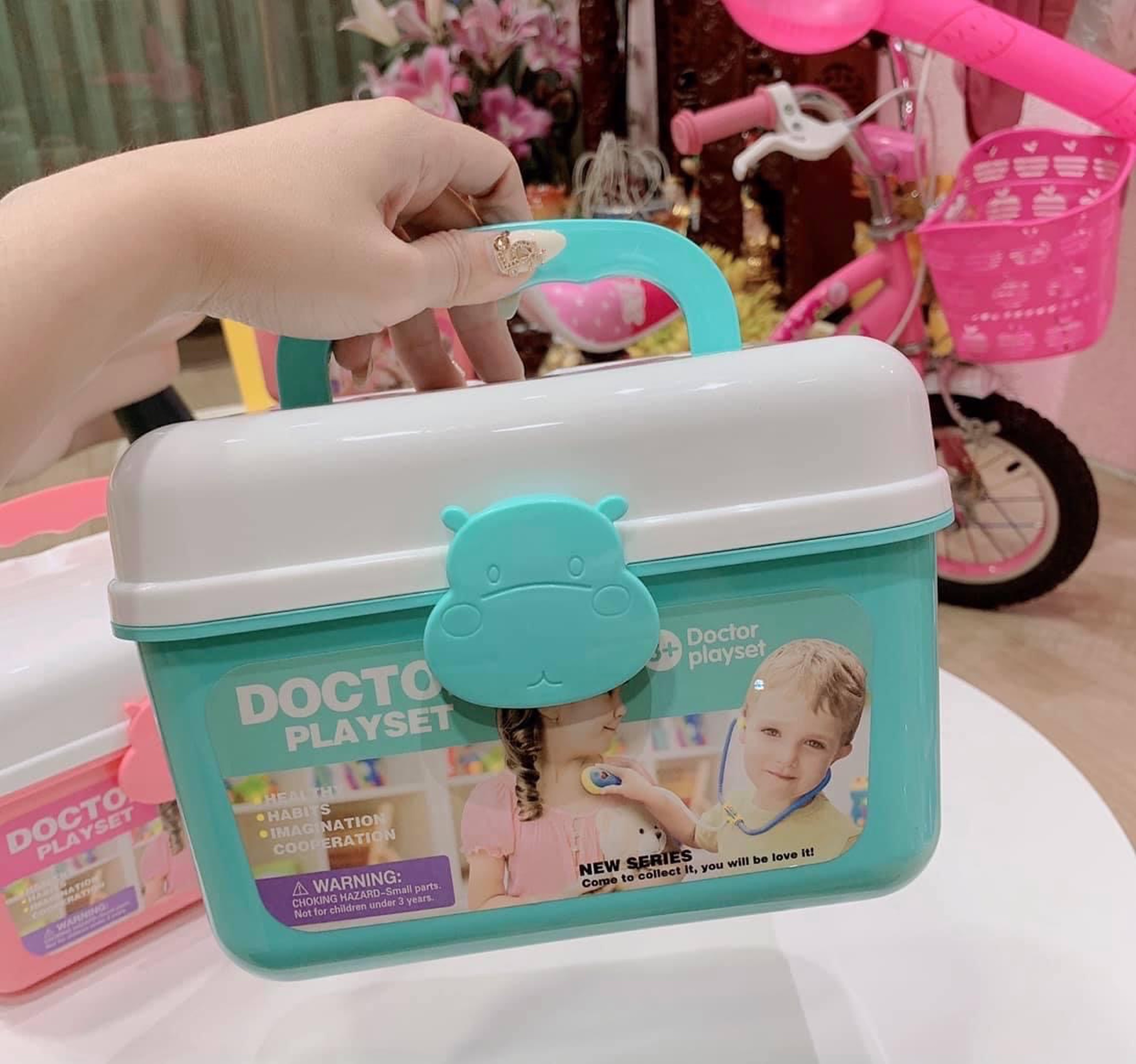 Đồ chơi bác sĩ trẻ em, gồm hộp y tế y tá, tiêm ống nghe dụng cụ trẻ em