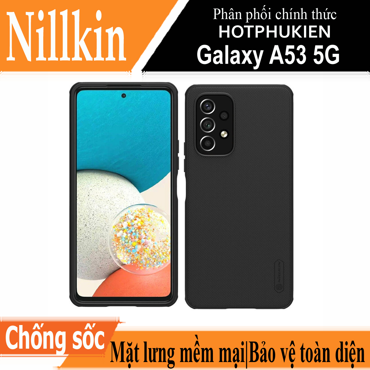 Ốp lưng sần chống sốc cho Samsung Galaxy A53 5G mặt lưng nhám hiệu Nillkin Super Frosted Shield Pro cho khả năng chống sốc cực tốt, chất liệu cao cấp, mặt lưng nhám sang trọng - hàng nhập khẩu