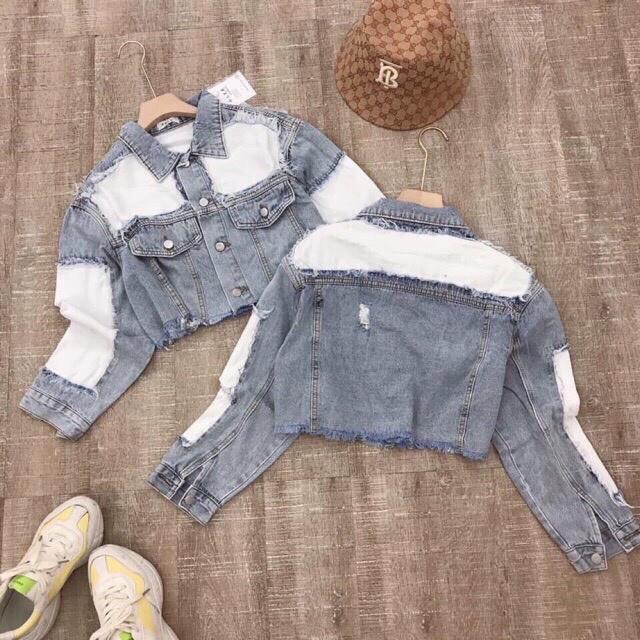 Áo khoác nữ chất jean cao cấp thời trang form dưới 58Kg xanh- vai đắp