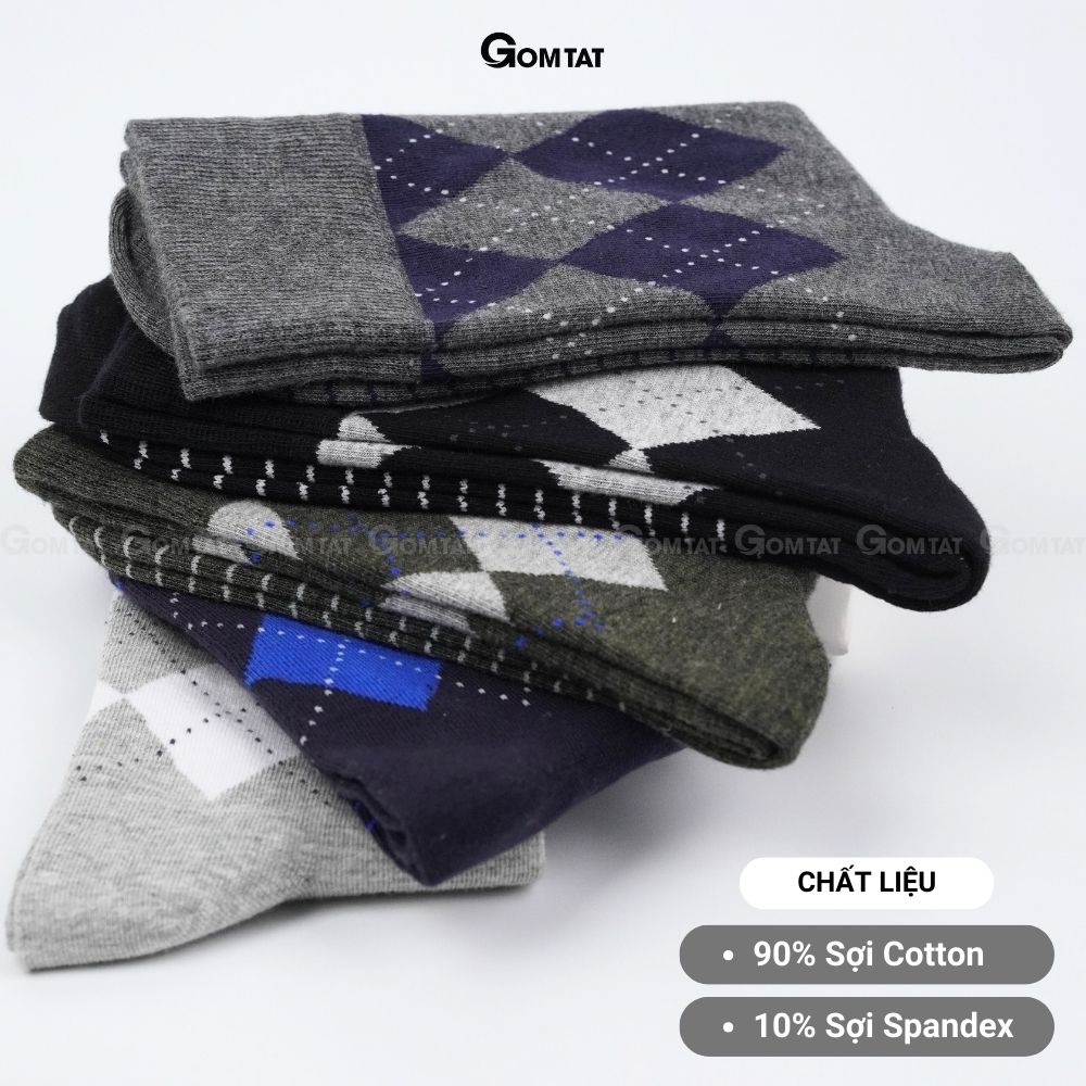 Hộp 5 đôi tất đi giày tây nam cổ cao GOMTAT cao cấp mẫu MIX07, vớ nam công sở chất liệu cotton mềm mại, hút ẩm thoáng khí - GOM-MIX07-CB5