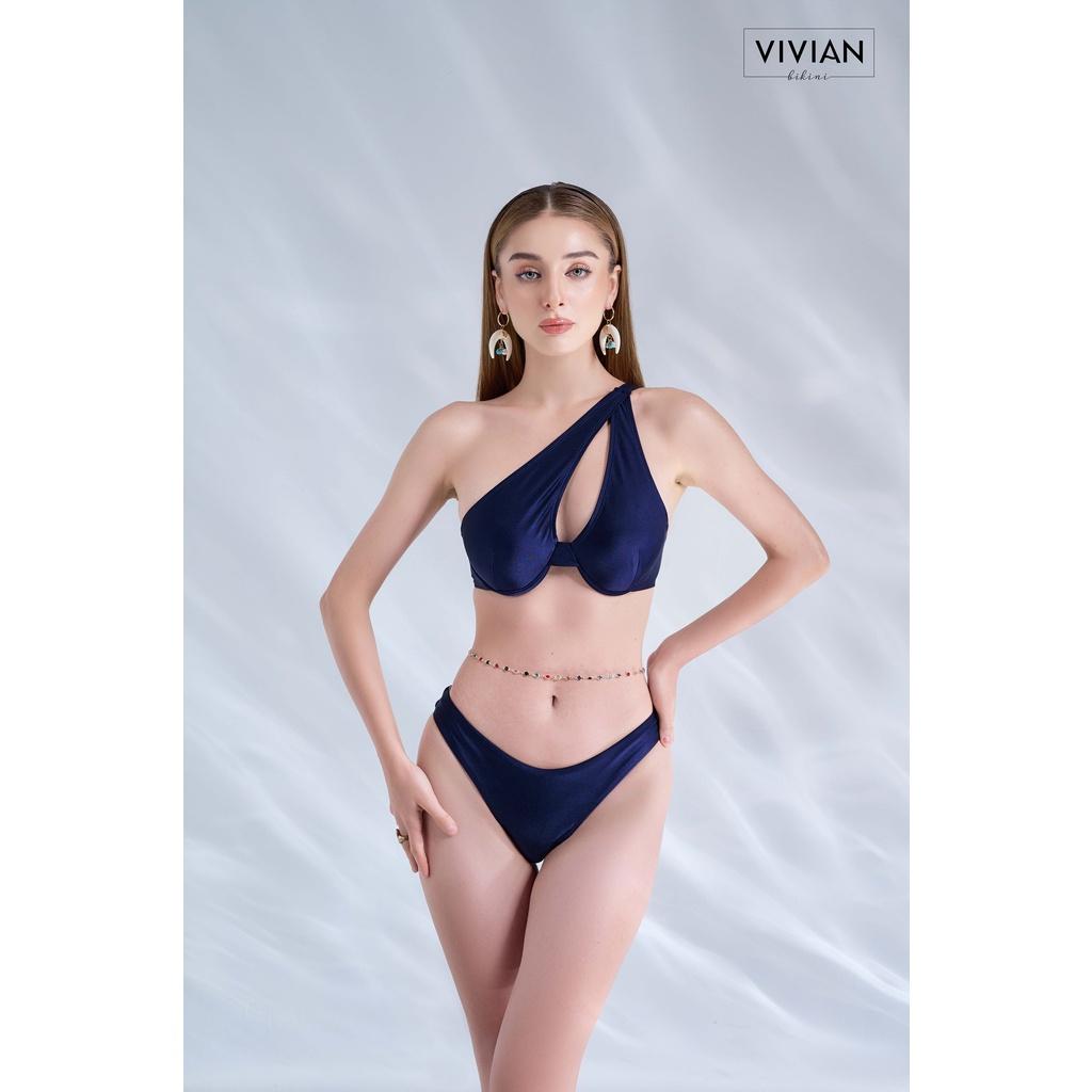 Đồ bơi nữ cao cấp dạng hai mảnh áo gọng phối váy cover cách điệu - Xanh đen - VS176_NV