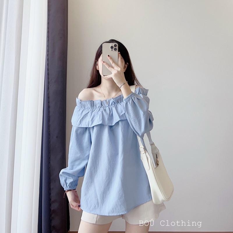 Áo trễ vai nữ viền bèo nữ tính