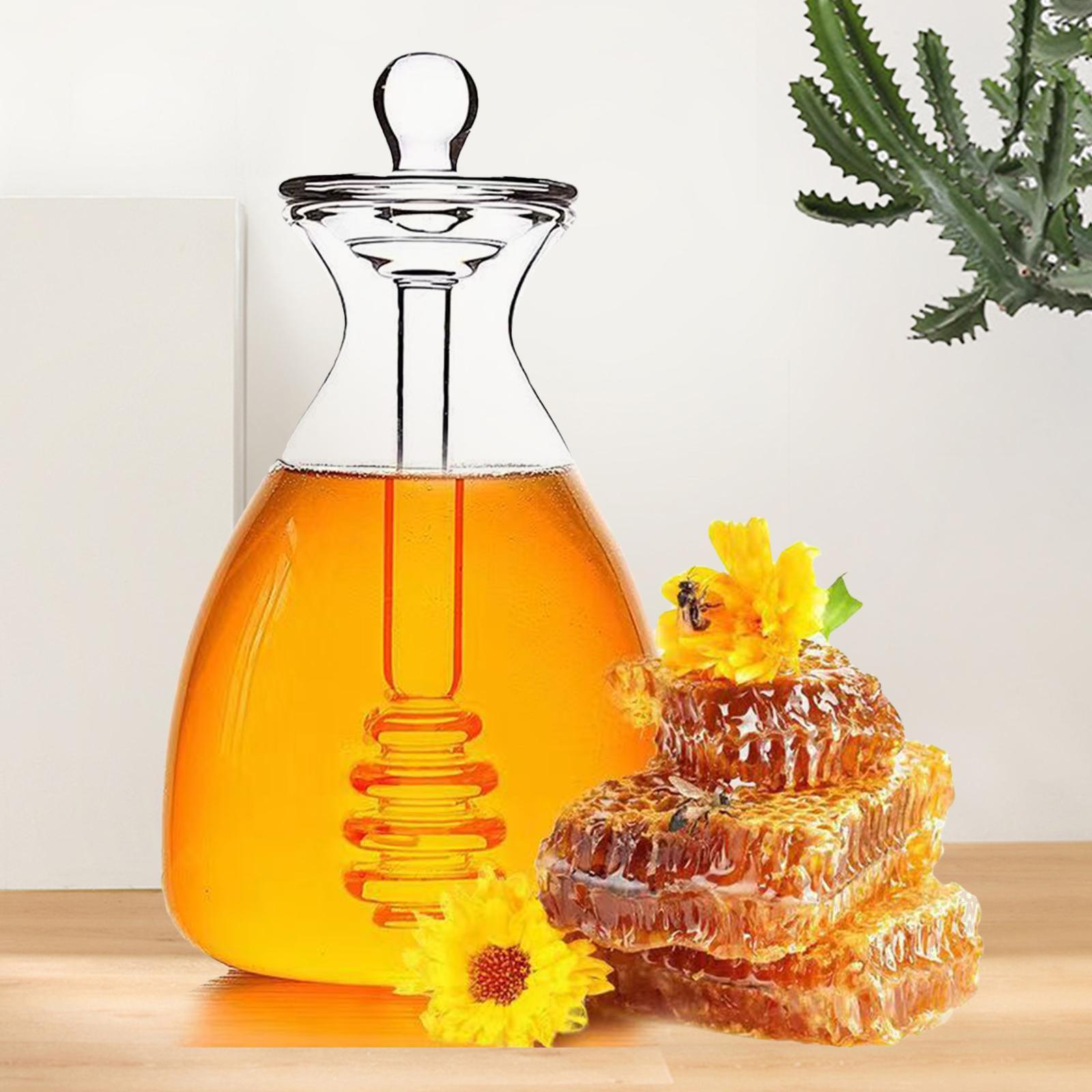 Glass Honey Pot Dispenser Clear Honey Bee Pot for Home Wedding Party Kitchen