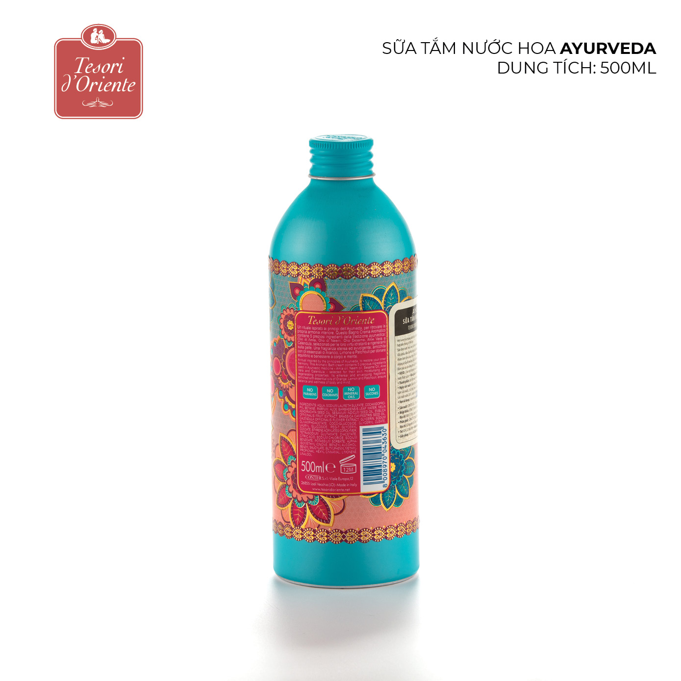 Sữa tắm nước hoa Tesori d'Oriente Ayurveda 500ml mùi hương tươi mát và thư giãn