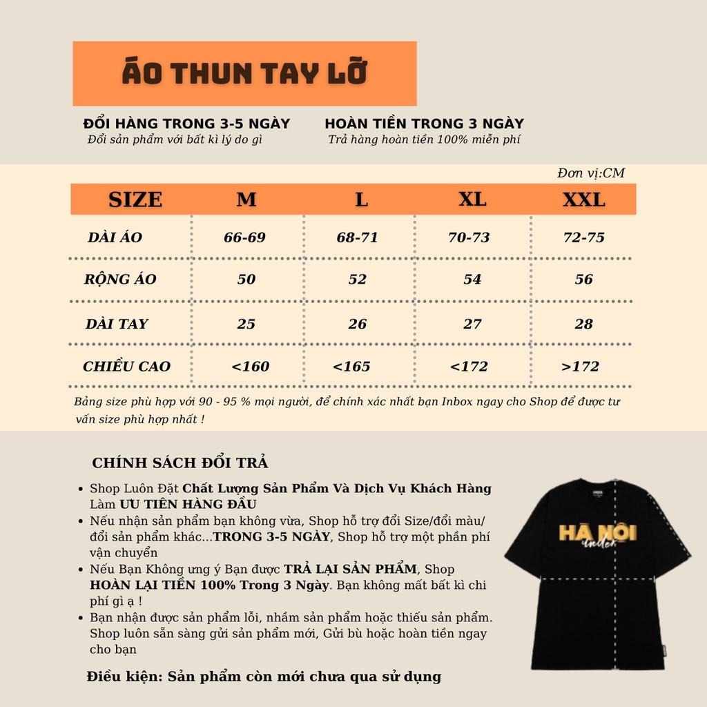 Áo thun tay lỡ Hà Nội nam nữ unisex áo phông 100% cotton cao cấp in hình local brand streetwear