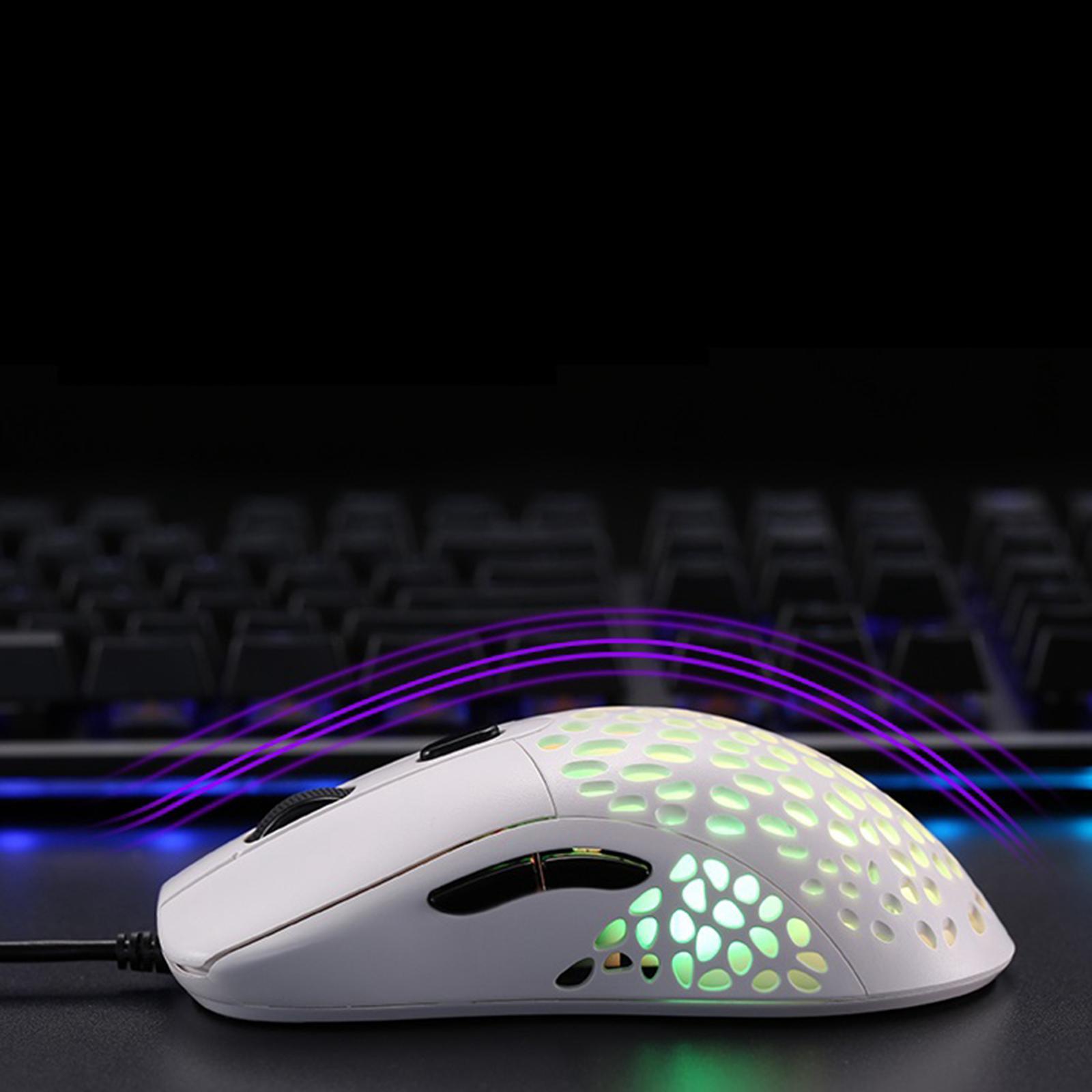 Ultralight RGB Gaming Mouse Wired Hollow-Out Design, 6400 DPI High-Precision Optical Sensor