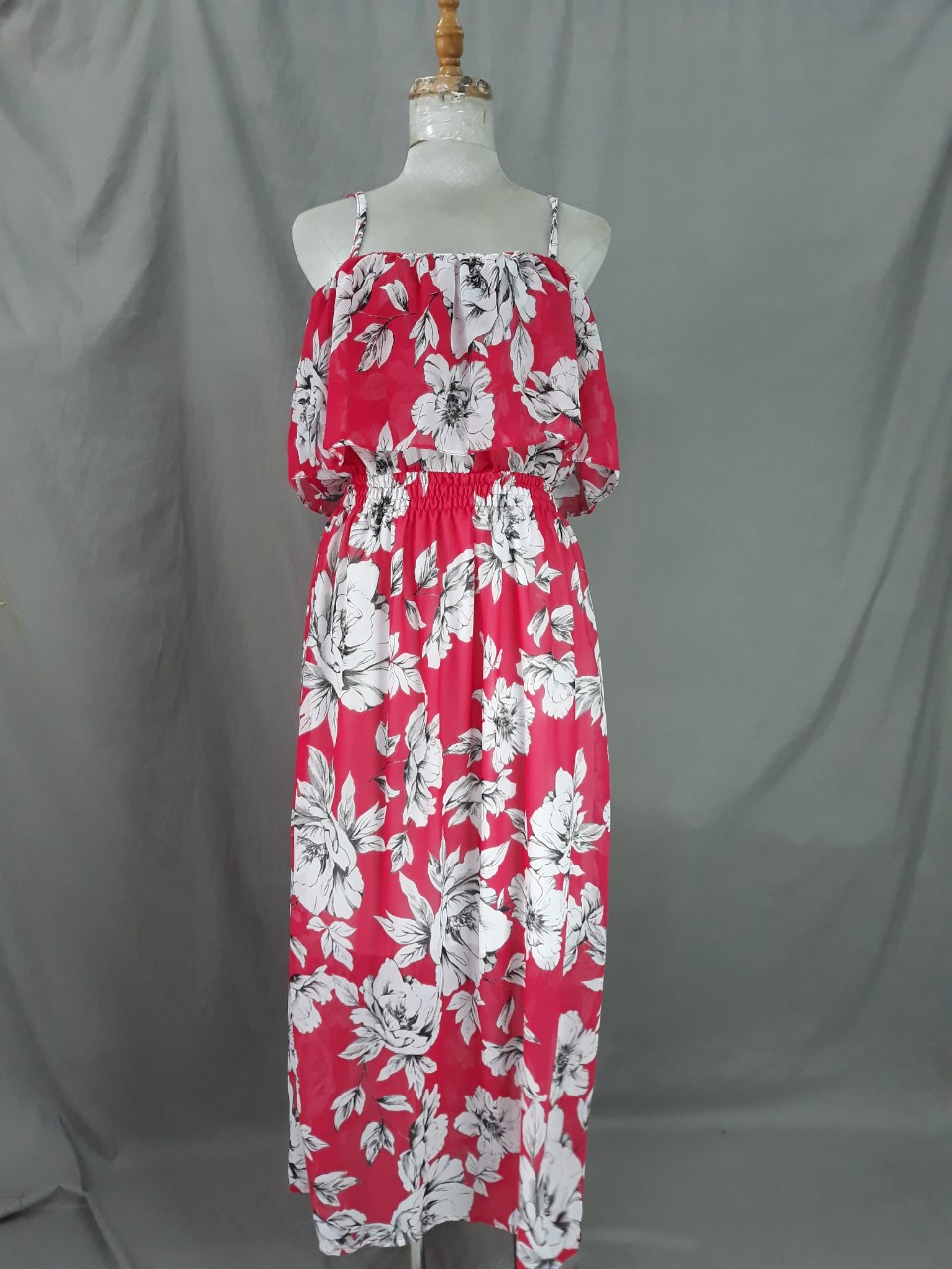 Đầm maxi voan 2 dây bèo ngực