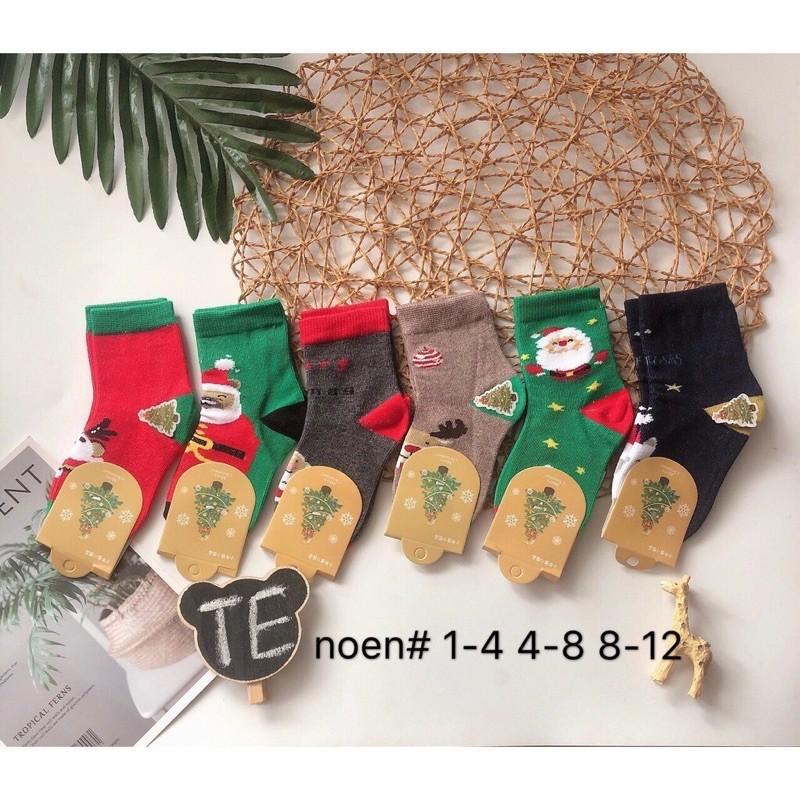 Tất noel cổ cao cho bé - Set 10 vớ tất sắc màu NOEL size 1 - 12 tuổi