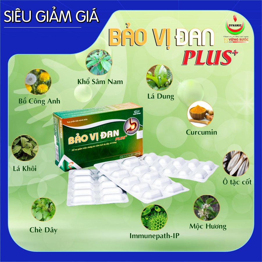 BẢO VỊ ĐAN PLUS - NĂNG ĐỘNG - GIẢM VIÊM LOÉT DẠ DÀY, Ợ CHUA, TRÀO NGƯỢC DẠ DÀY, CHƯỚNG BỤNG