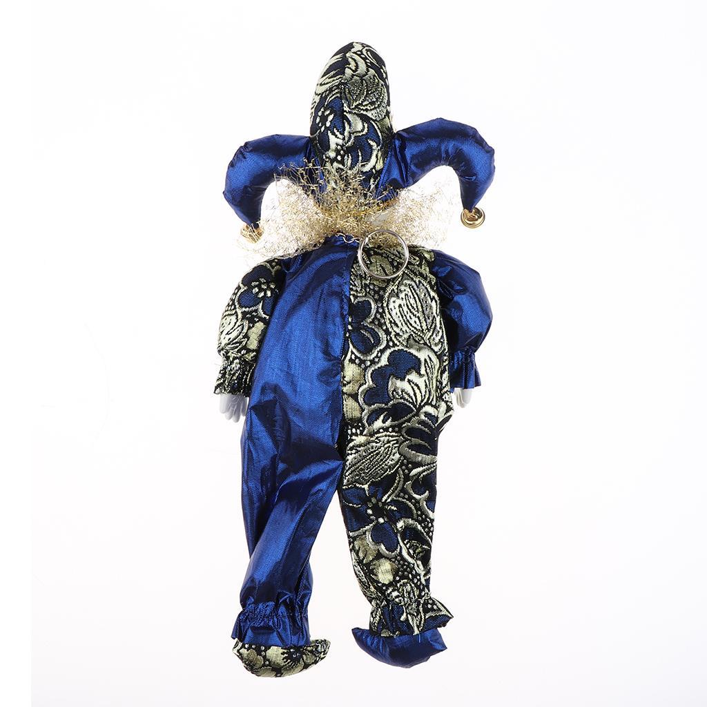Porcelain Clown Doll Hanging Foot Harlequin Doll Home Display Ornament, D