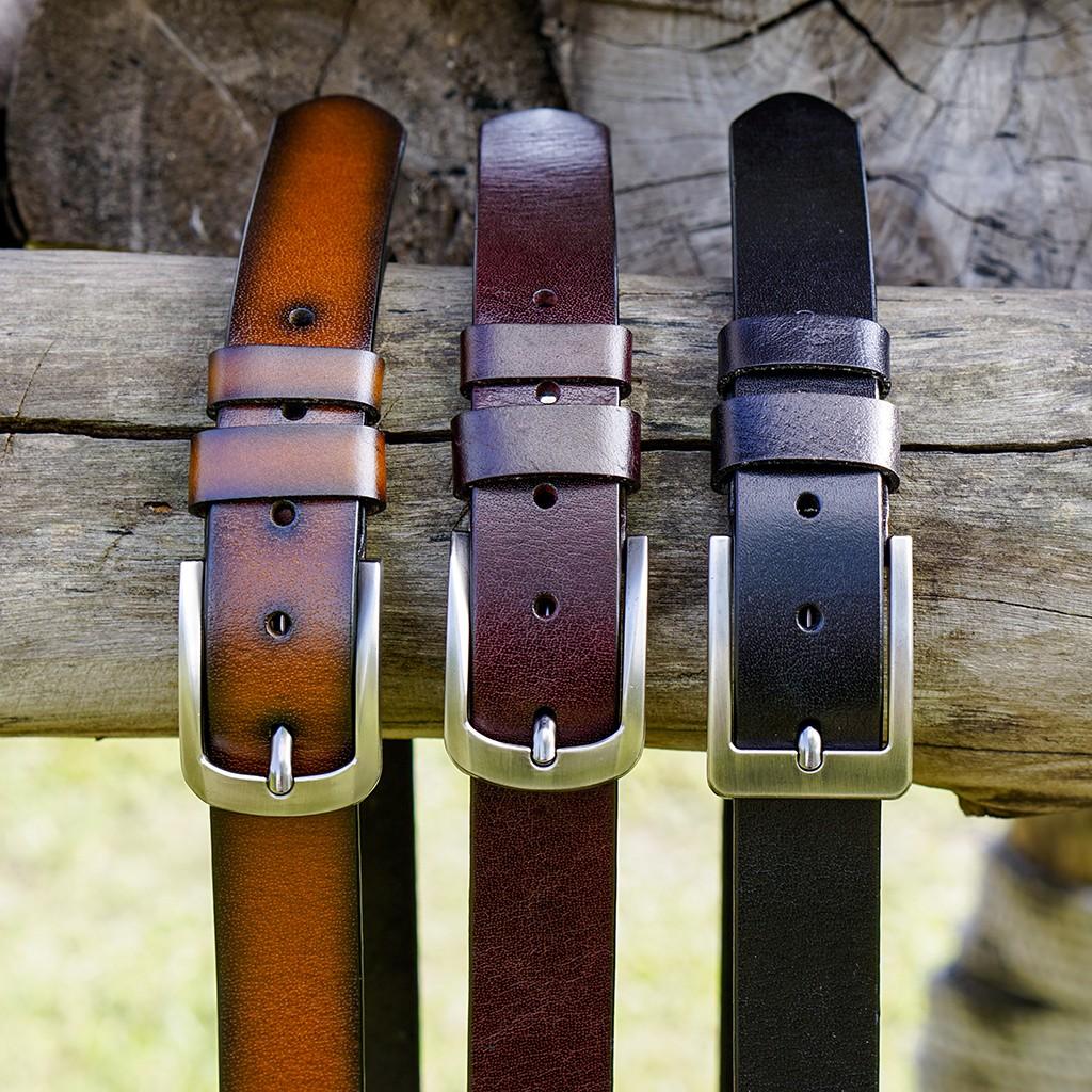 Thắt lưng nam da bò 1 lớp khóa đục lỗ nam tính thời trang siêu bền hàng xuất khẩu cam kết da bò 100%