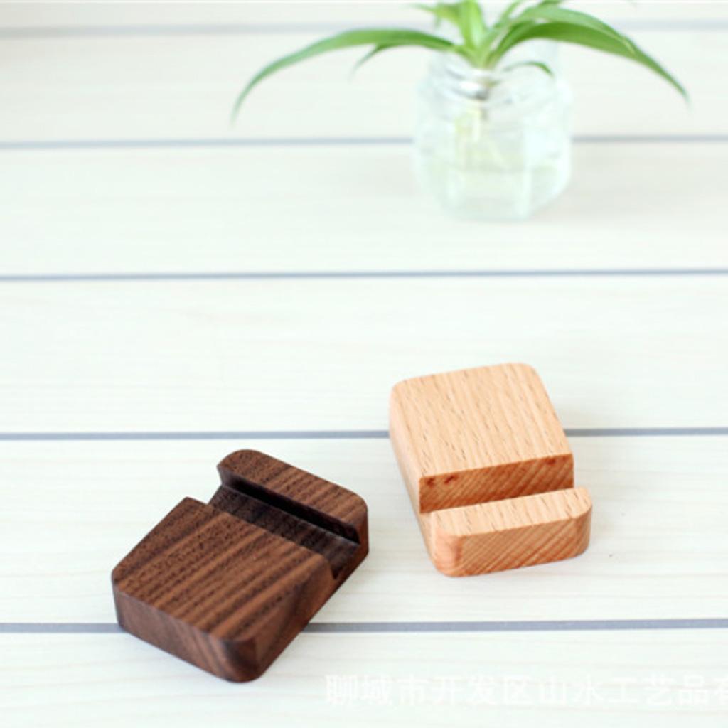 2Pcs Solid Wood Home Car Mount Stand Cradle Holder Switch Cell Smartphone