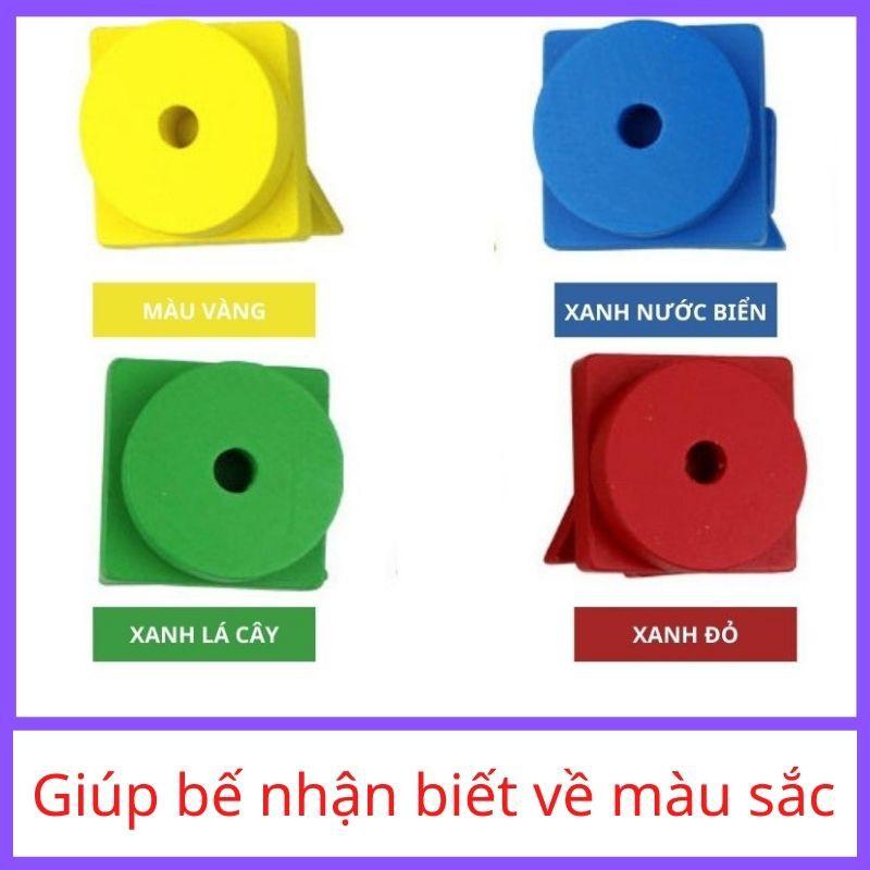 Đồ chơi montessori thả hình 4 cọc bằng gỗ cho bé