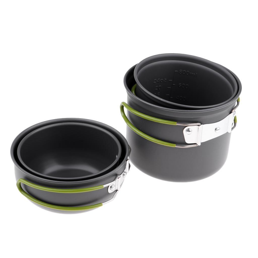Cookware Travel Outdoor Camping Cooking Picnic Hiking Bowl Pot Pan Set of 4
