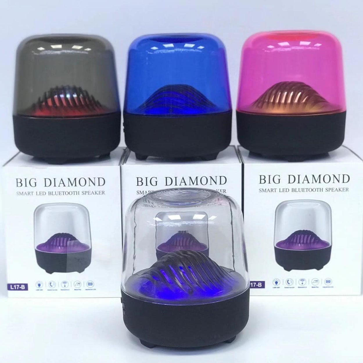 Loa Bluetooth Big Diamond L17 Lanith - Loa Mini Không Dây Di Động - Thiết Kế Trong Suốt, Đèn Led Đổi Màu Kiêm Đèn Ngủ - Kết Cấu Âm Thanh Vòm Siêu Hay Bass Ấm - Công Suất 5W, Có Khe Cắm Thẻ Nhớ - LBD00017-CAP00001