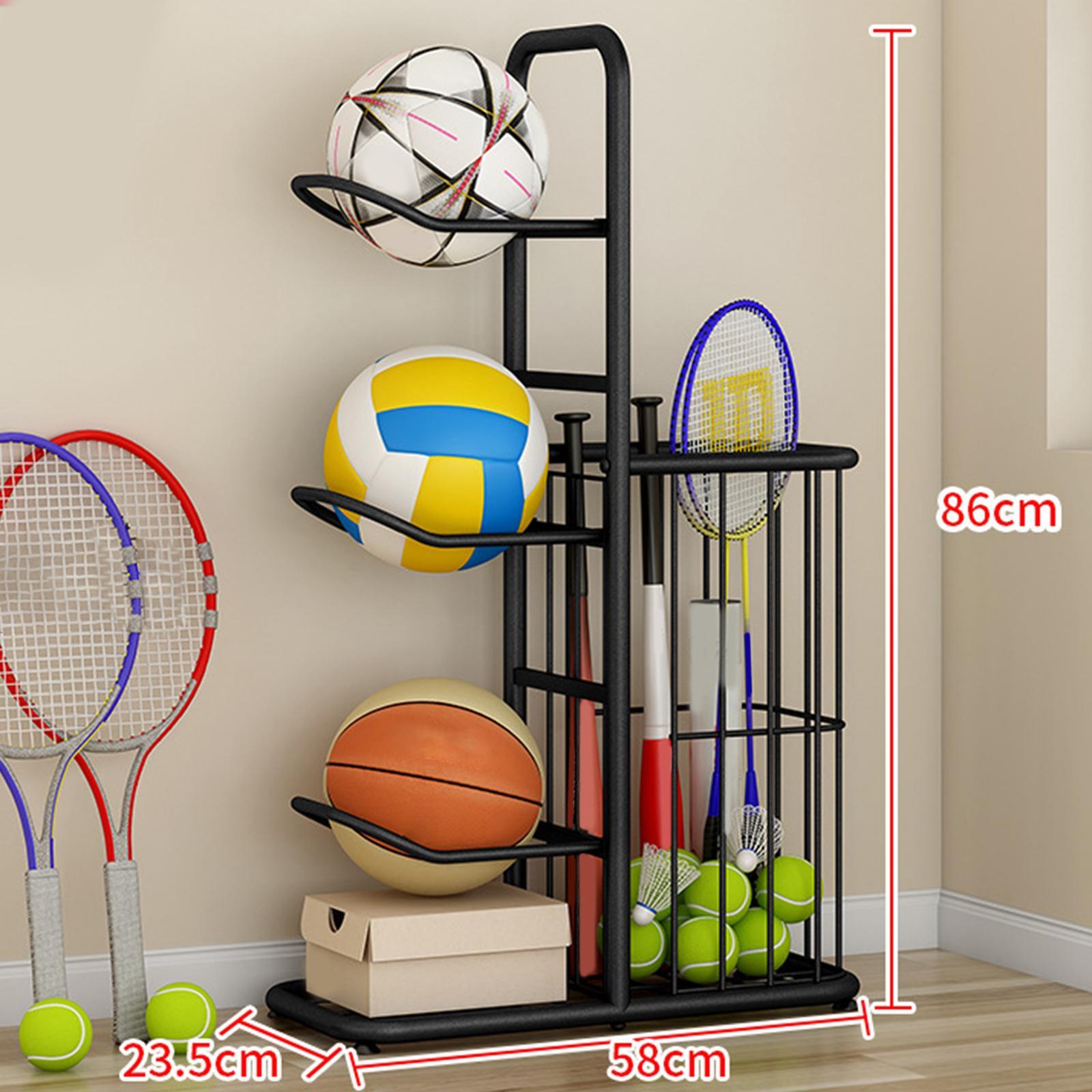 Metal Ball Storage Holder Freestanding Basketball Storage Rack for Soccer