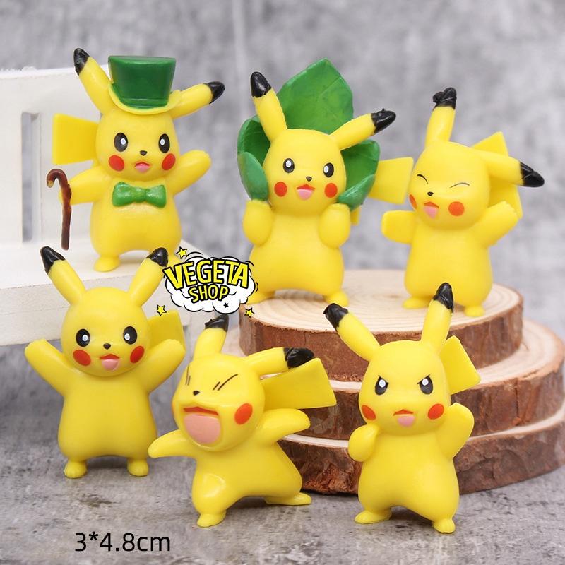 Mô hình Pikachu - Trọn bộ 6 mô hình Pikachu cây lá cực dễ thương - Cao khoảng 3 ~ 5.5cm