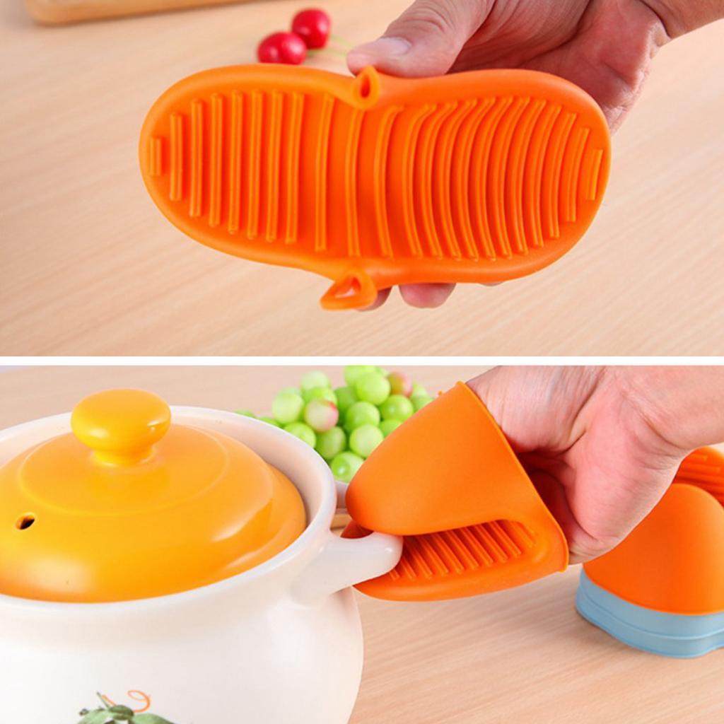 2 Pairs Silicone Pot Holder Mini Oven Mitts Gloves Insulation Kitchen Tools