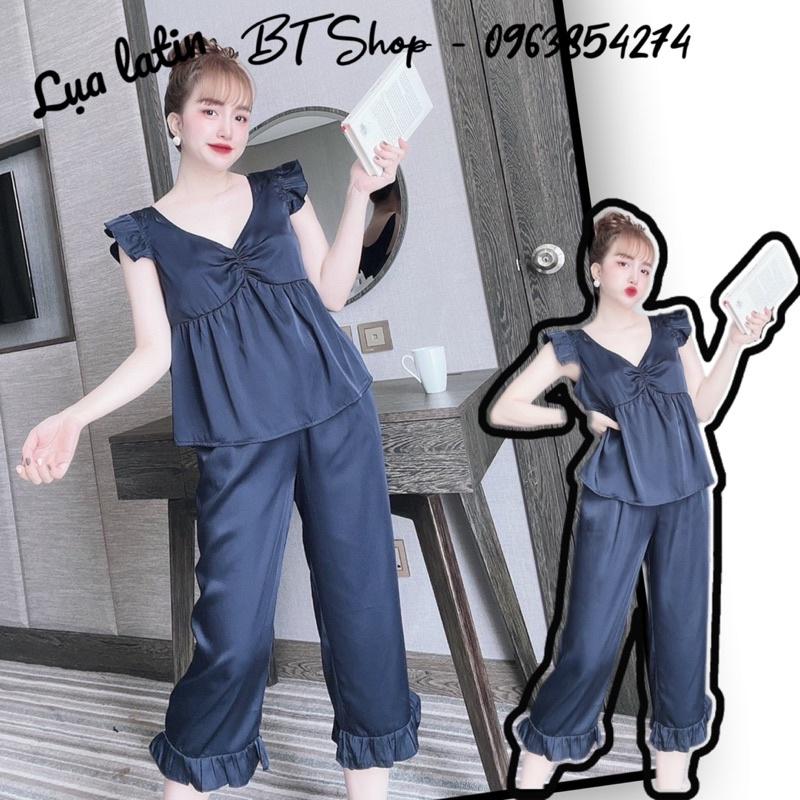Đồ ngủ mặc nhà lụa latin trơn lững freesize 42-57kg