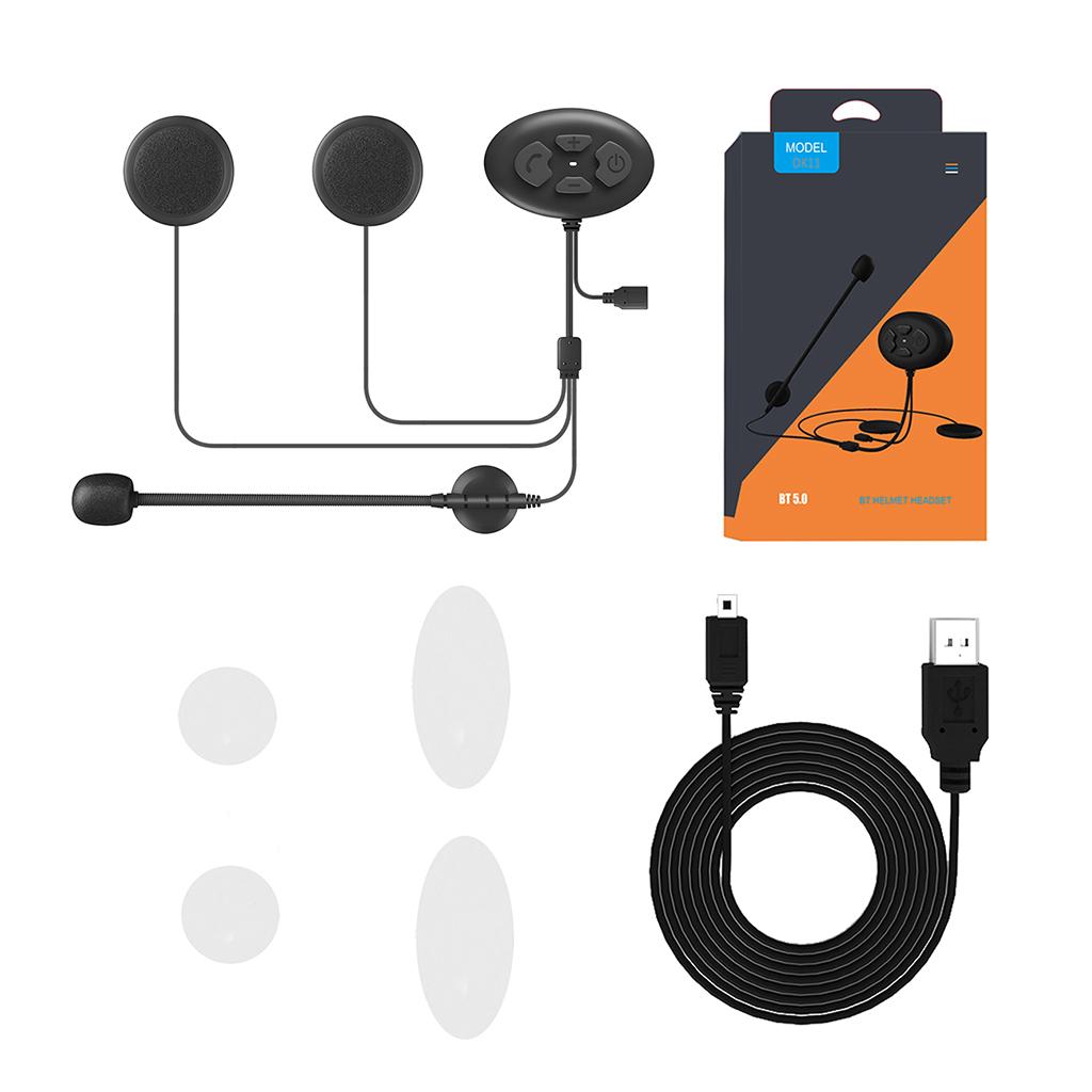 Portable Helmet Headset Bluetooth Waterproof Anti-Interference Helmet Earphones Stereo Playback Music Motorcycle Riding Hands-Free Headset Black