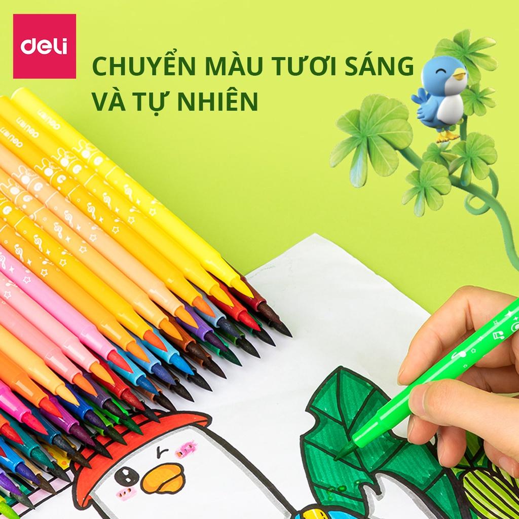 Bút Brush Bút Dạ Màu Marker Chuyên Viết Calligraphy Đầu Mềm Dành Cho Học Sinh Mĩ Thuật Hội Hoạ Deli - Tô Vẽ Truyện Tranh Manga Anime - HM555