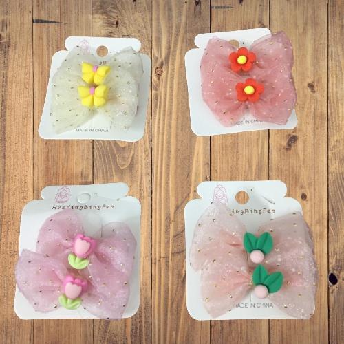 Set 2 Kẹp Tóc Nơ Nhỏ Xinh Xắn Cho Bé Gái Phụ Kiện Tóc Bé Đáng Yêu