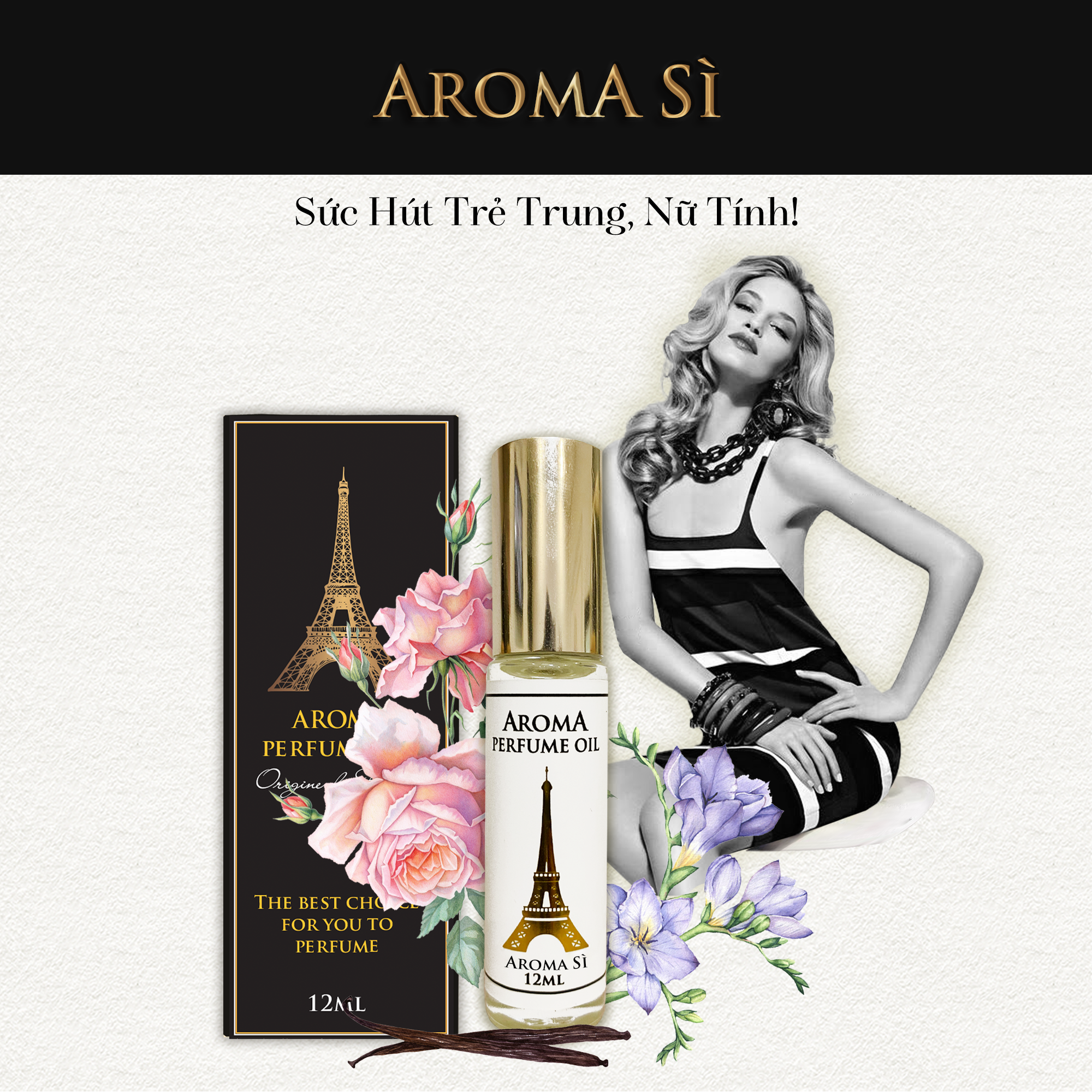 Aroma Sì – Tinh Dầu Nước Hoa Pháp Dạng Lăn 12ml