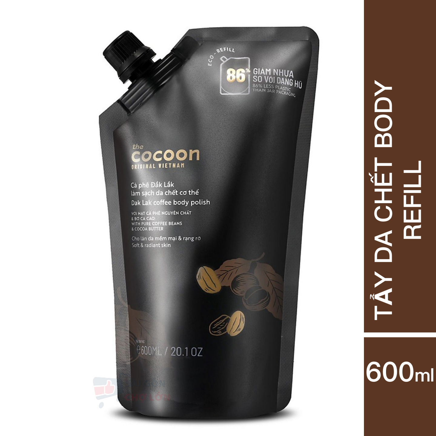 Túi Refill Cà phê Đắk Lắk làm sạch da chết cơ thể Cocoon cho làn da mềm mại &amp; rạng rỡ 600ml
