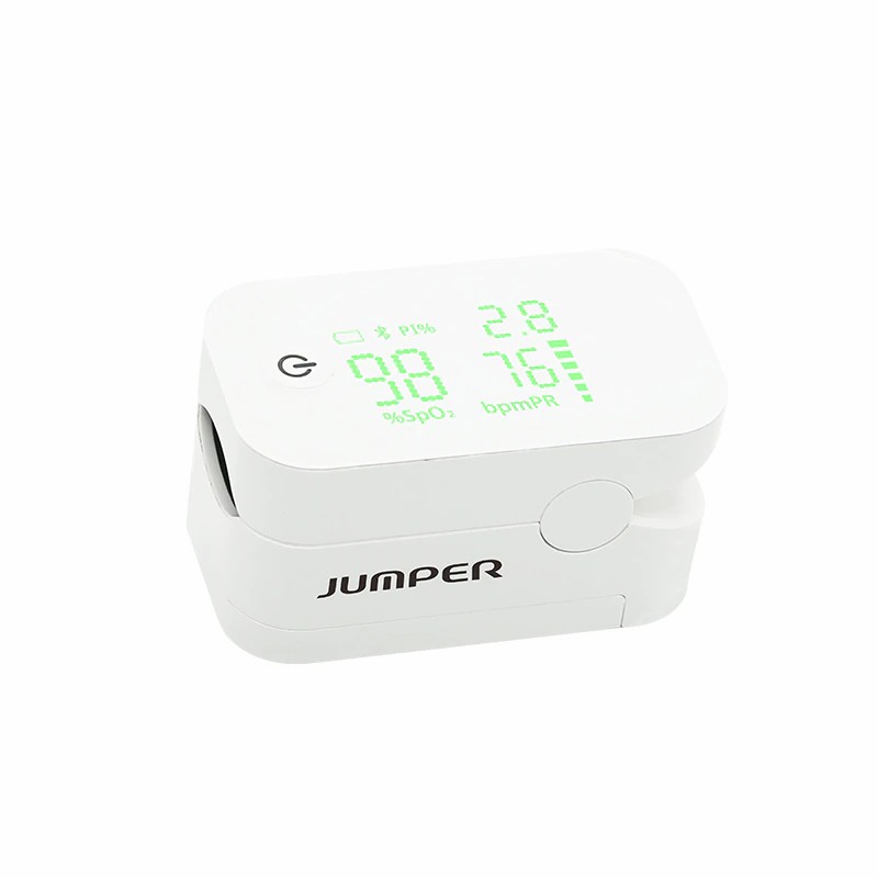 Máy đo nồng độ oxy máu SpO2, PR, PI Jumper JPD-500G , Kết nối Bluetooth APP mobile, màn hình LED - Phiên bản màu Trắng