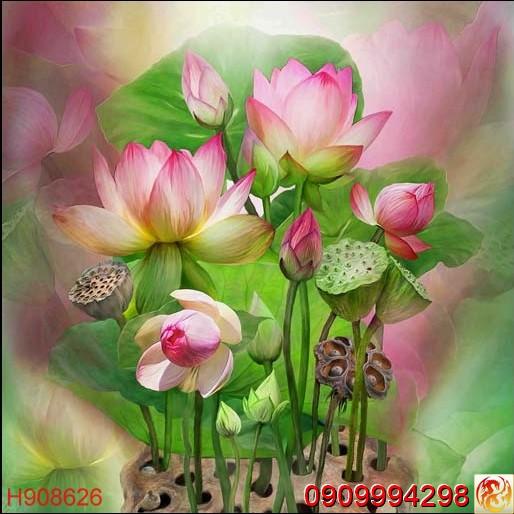 Tranh dán tường Hoa 3d, tranh hoa lá nhiều mẫu
