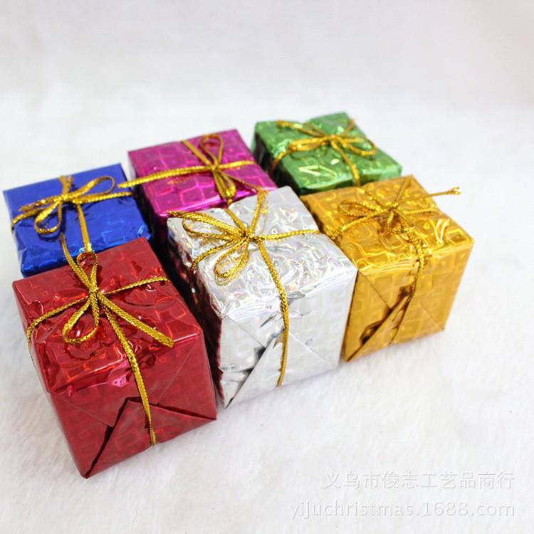 Set 6 hộp quà 5CM trang trí cây thông Noel, Hộp quà trang trí giáng sinh