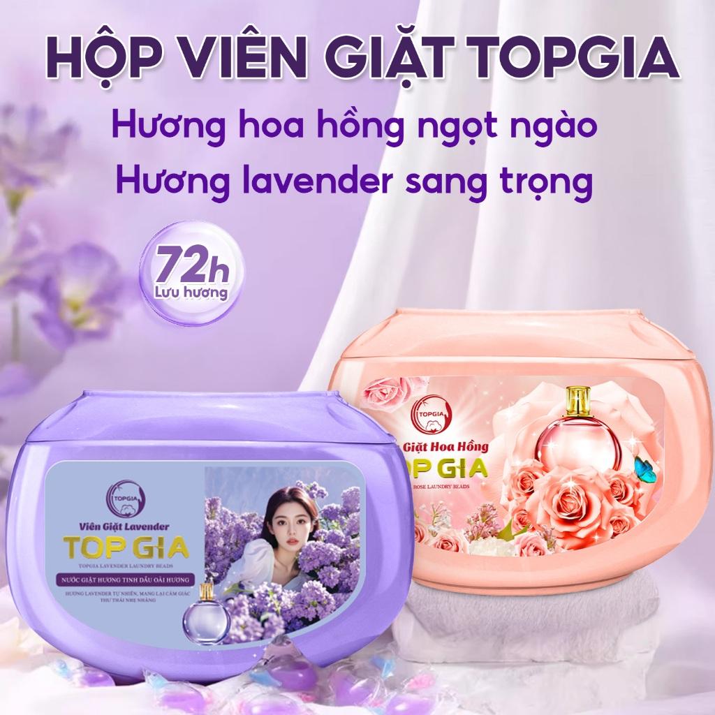 Viên giặt xả quần áo thơm lâu TopGia 3in1, hương hoa hồng và lavender,  giặt sạch, tiết kiệm - Hương lavender