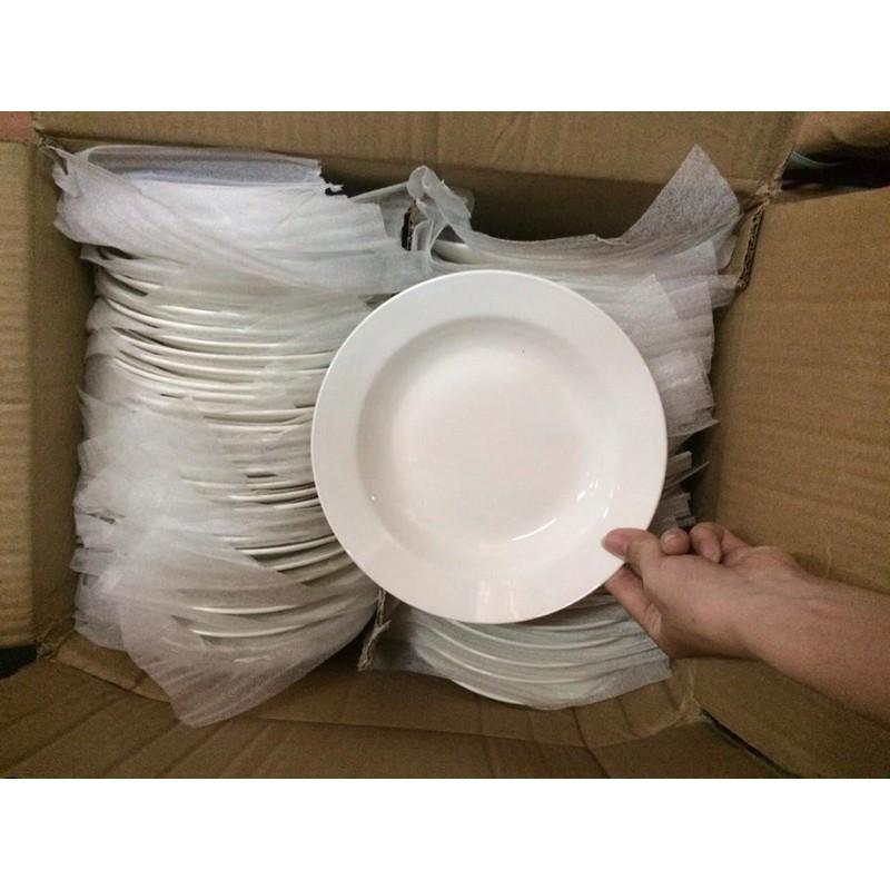 Đĩa sứ 8 inch 20cm trắng tròn vuông các loại sâu cạn và ảo