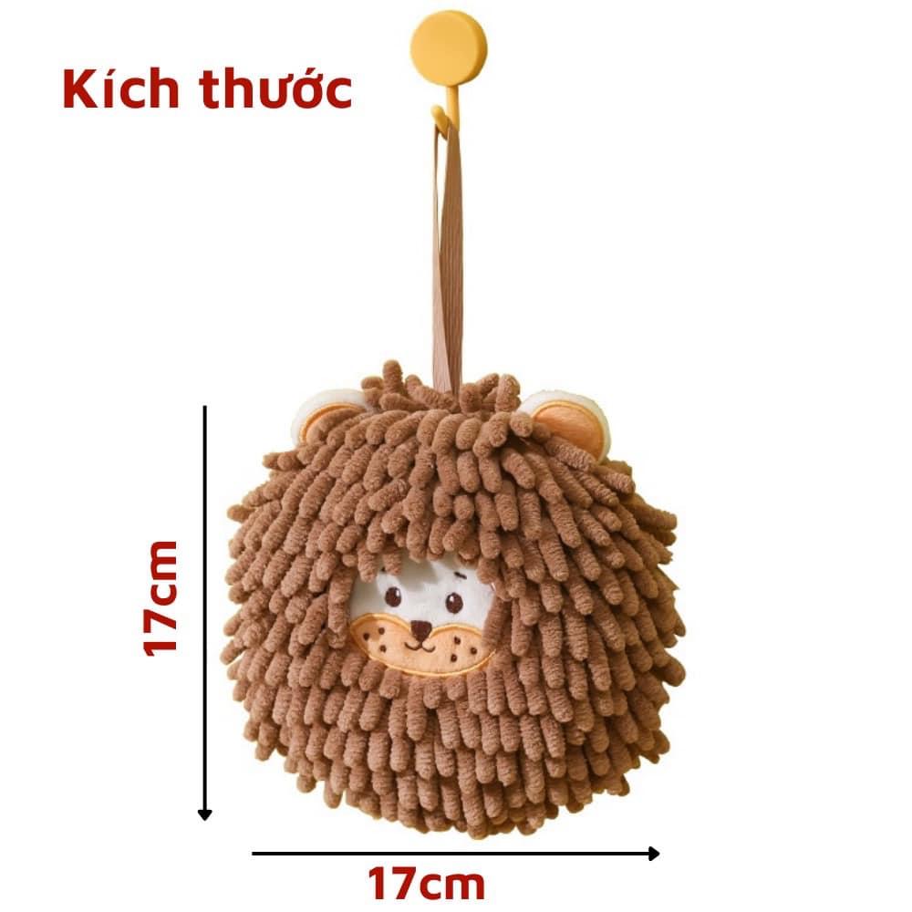 Khăn lau tay sanho siêu thấm hút, bông lau tay hình sư tử đáng yêu
