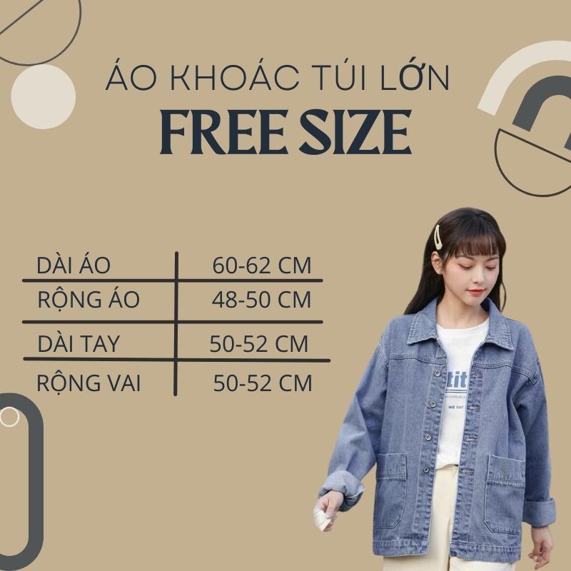 Áo khoác jean nữ túi lớn, áo khoác bò nữ phong cách nhẹ nhàng, chất vải denim dày dặn cao cấp - Lari jean