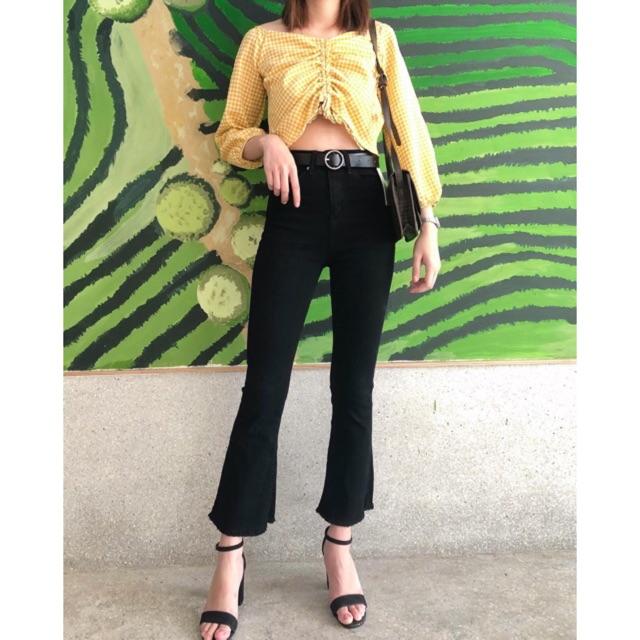 Quần jeans ống loe lửng 9 tấc 3 màu