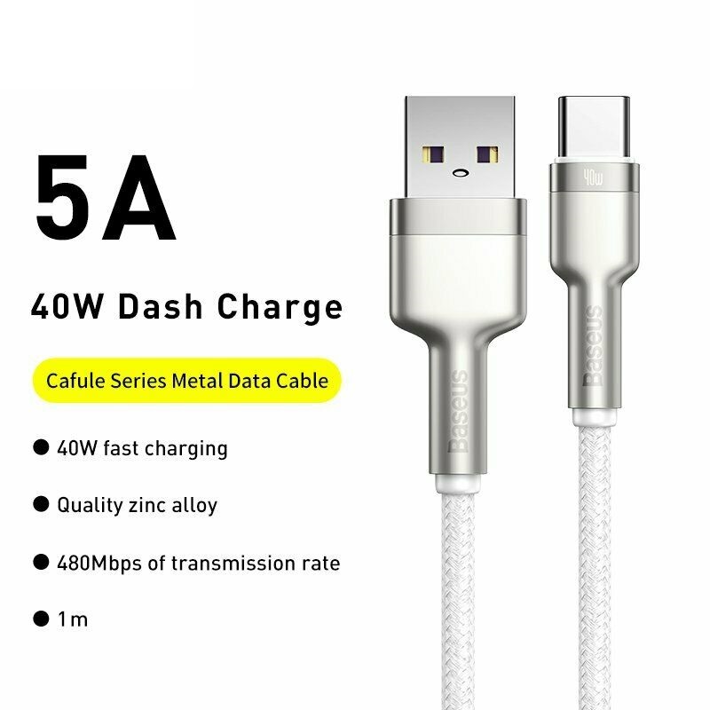 Dây sạc nhanh Baseus 40W Type C, Cáp sạc nhanh Baseus PD 40W Metal Charging Cables USB To Type-C Charger Data Line - Hàng chính hãng