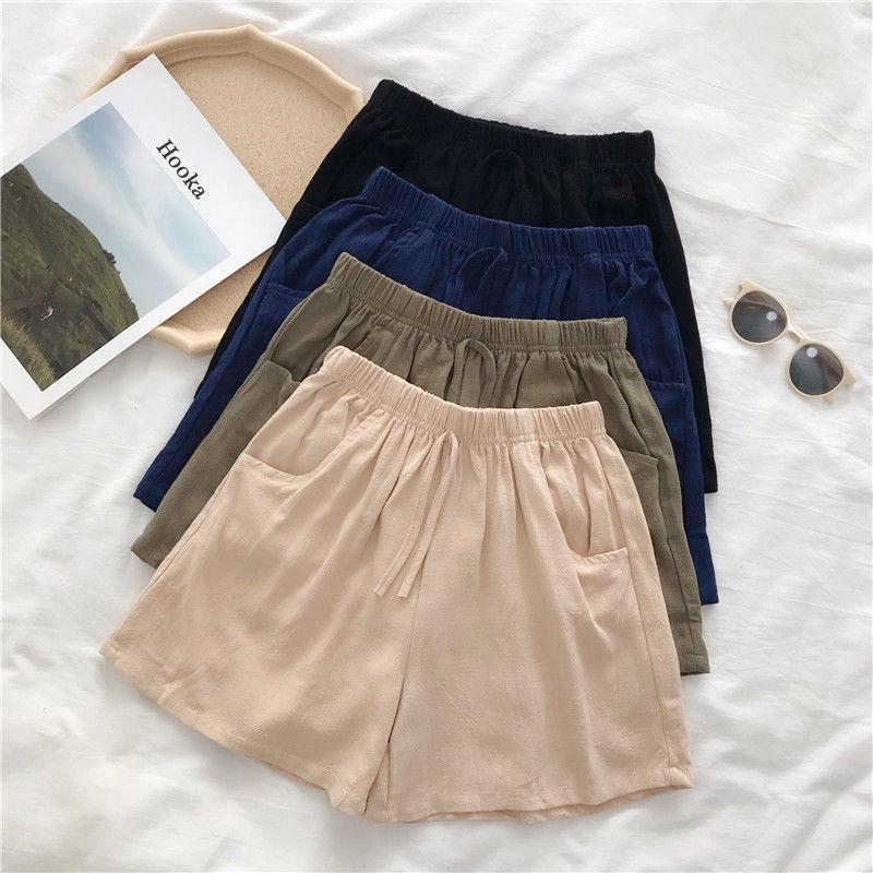 Quần Đùi Nữ Chất Đũi Siêu Mát Siêu Xinh Quần Short Cạp Chun Co Dãn Mềm Mát