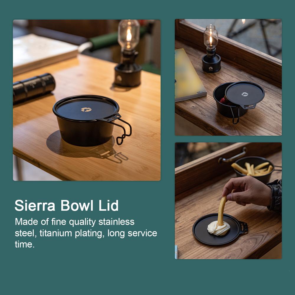 Stainless Steel Titanium Plating Sierra Bowl Lid Tablewear Plates Easy Storage Outdoor Camping Picnic Dinnerwear Sierra Bowl Accessory