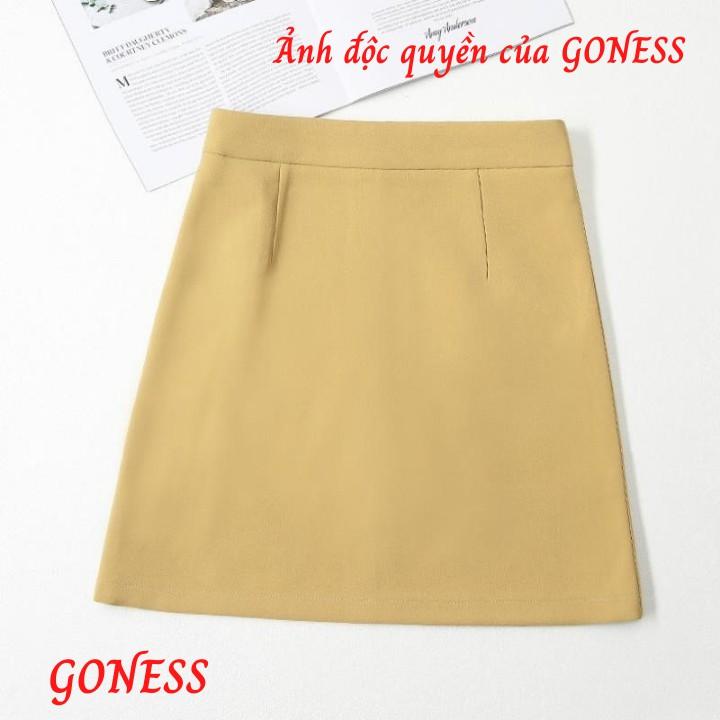 Chân váy chữ a Goness màu vàng chanh công sở thời trang