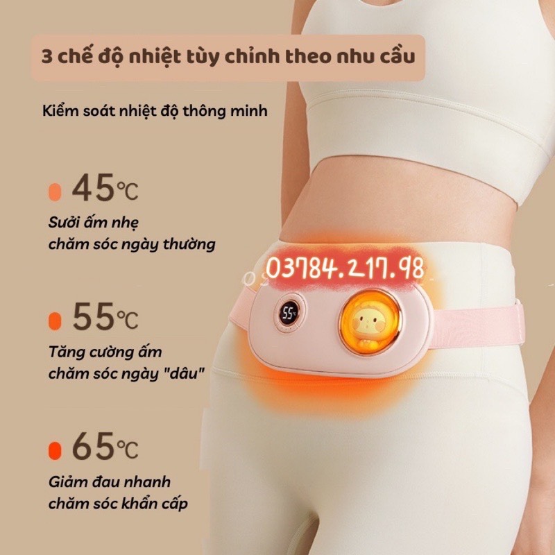 Máy massage đánh tan mỡ bụng  làm ấm bụng AIFS, giảm đau bụng đau lưng cho bạn gái đến Kì, Đai đeo chườm nóng giảm đau bụng kinh nguyệt