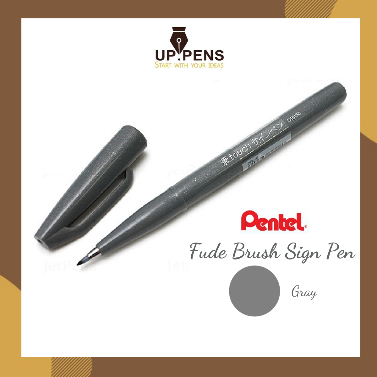 Bút lông viết chữ calligraphy Pentel Fude Touch Brush Sign Pen - Màu xám (Gray)