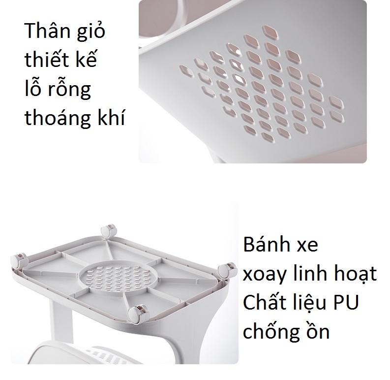 Kệ Đựng Đồ Đa Năng 3 Tầng, 2 Tầng Có Bánh Xe, Kệ Đa Năng Đựng Đồ, Rổ Đựng Quần Áo 3 Tầng 2 Tầng Có Bánh Xe