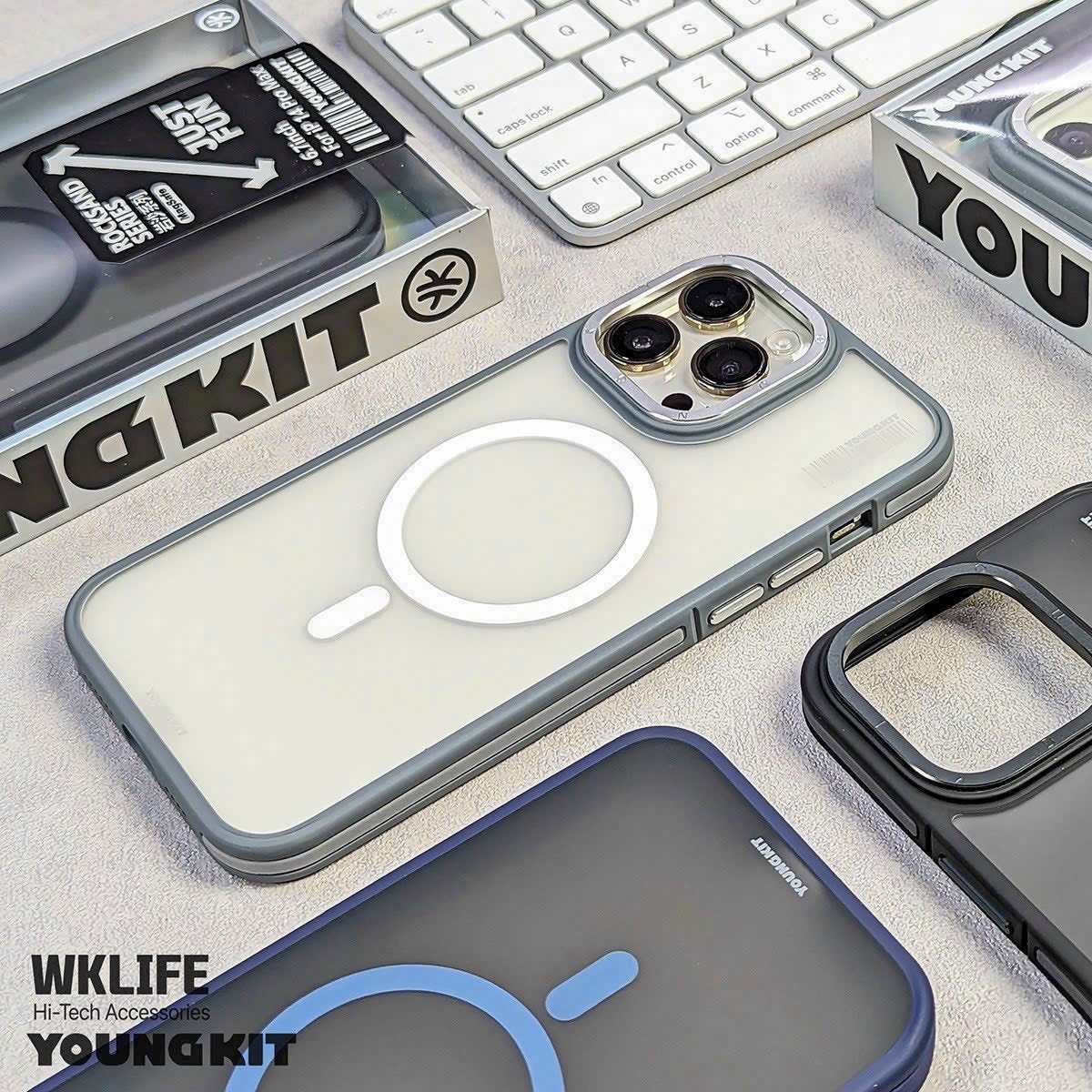 Ốp lưng cho iPhone 15 Pro Max Youngkit Rock Sand Skin Fell with Maqsafe hàng cao cấp - hàng chính hãng