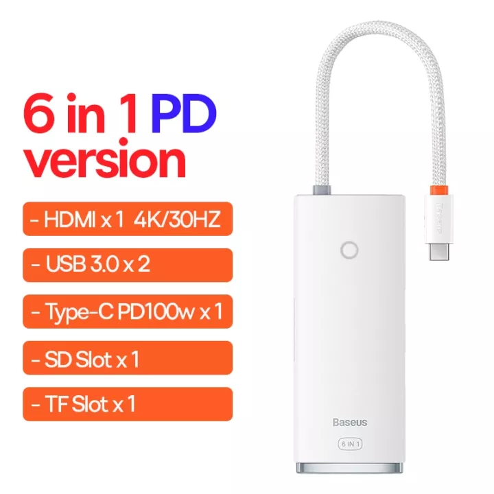 Hub chuyển Baseus Lite Series 6-Port Type-C HUB Docking Station- hàng chính hãng